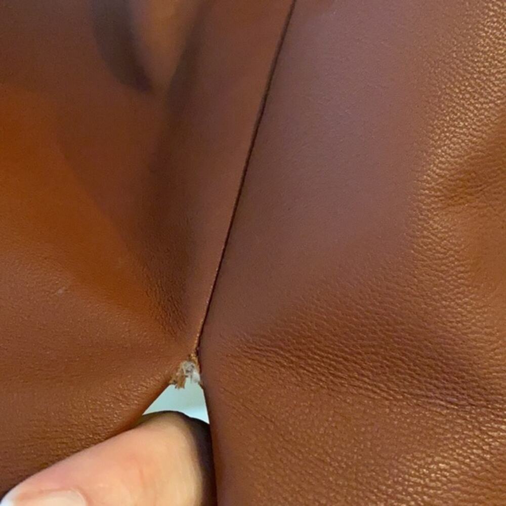 WHBM brown leather split pencil skirt - Picture 7 of 12